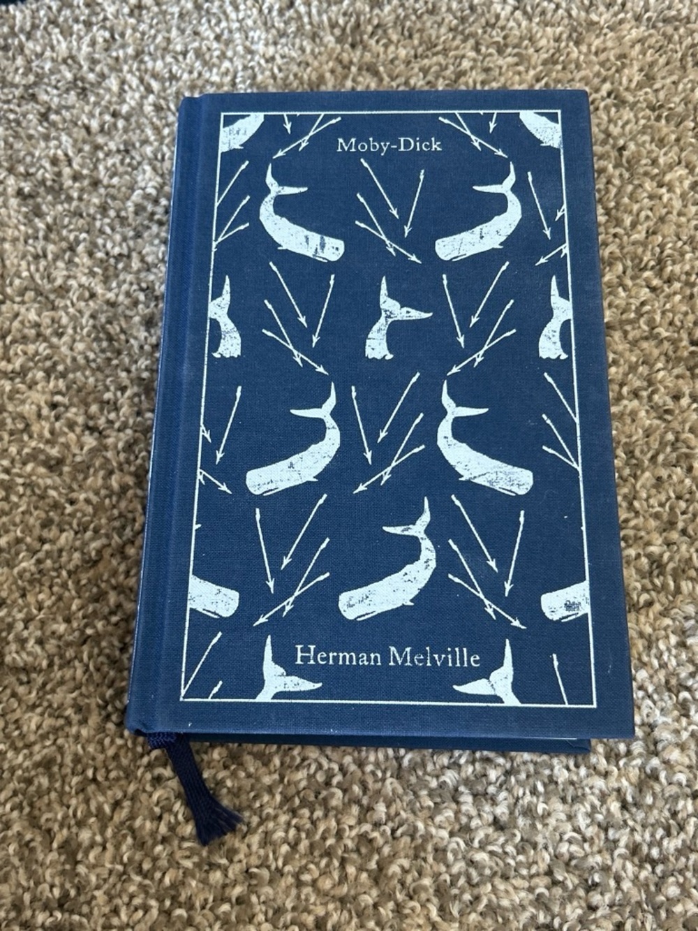 Moby-Dick Hardcover Book with Whale Pattern - Navy & White